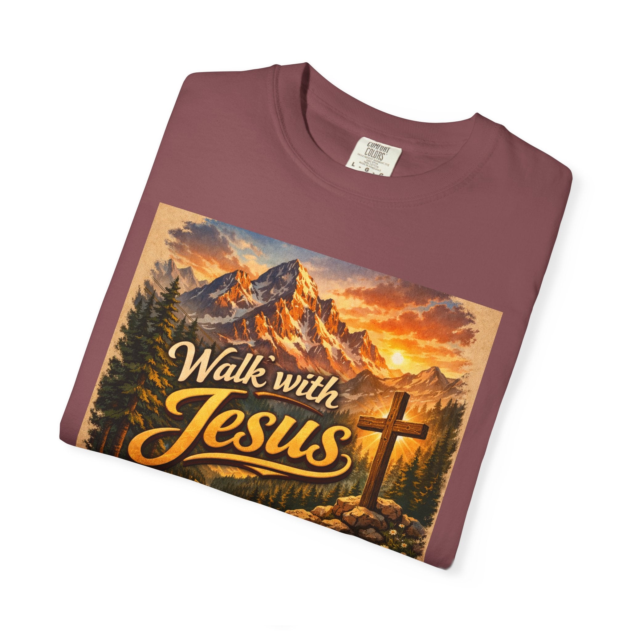 Walk with Jesus T-Shirt — Christian Faith Mountain Cross Tee