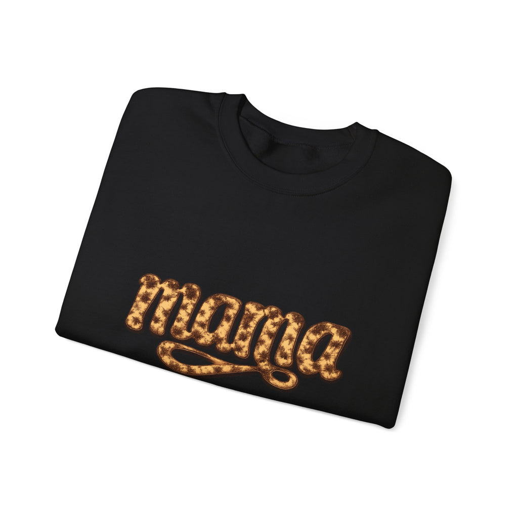 Mama Leopard Script Sweatshirt — Bold Animal Print Mom Crewneck