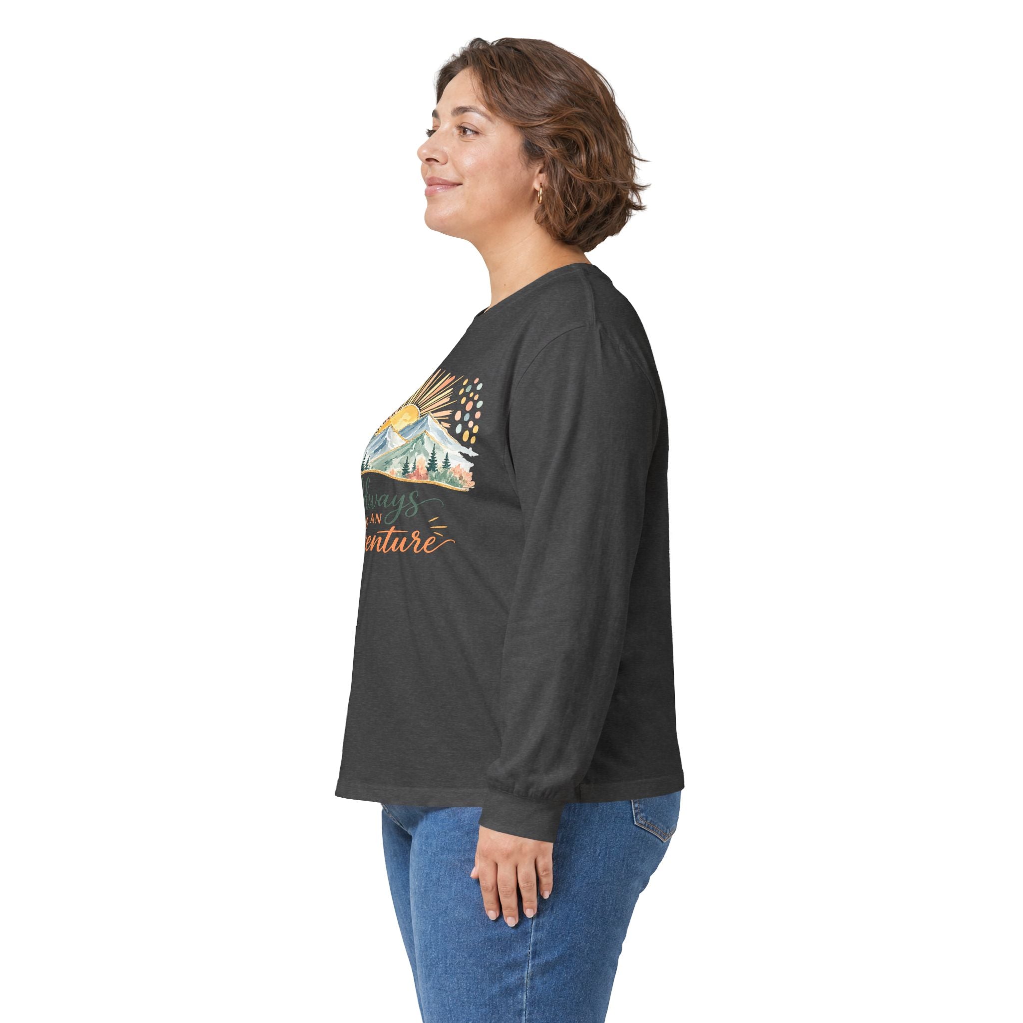 Always Adventure Long Sleeve Tee — Mountain Sunrise Outdoor Graphic Shirt