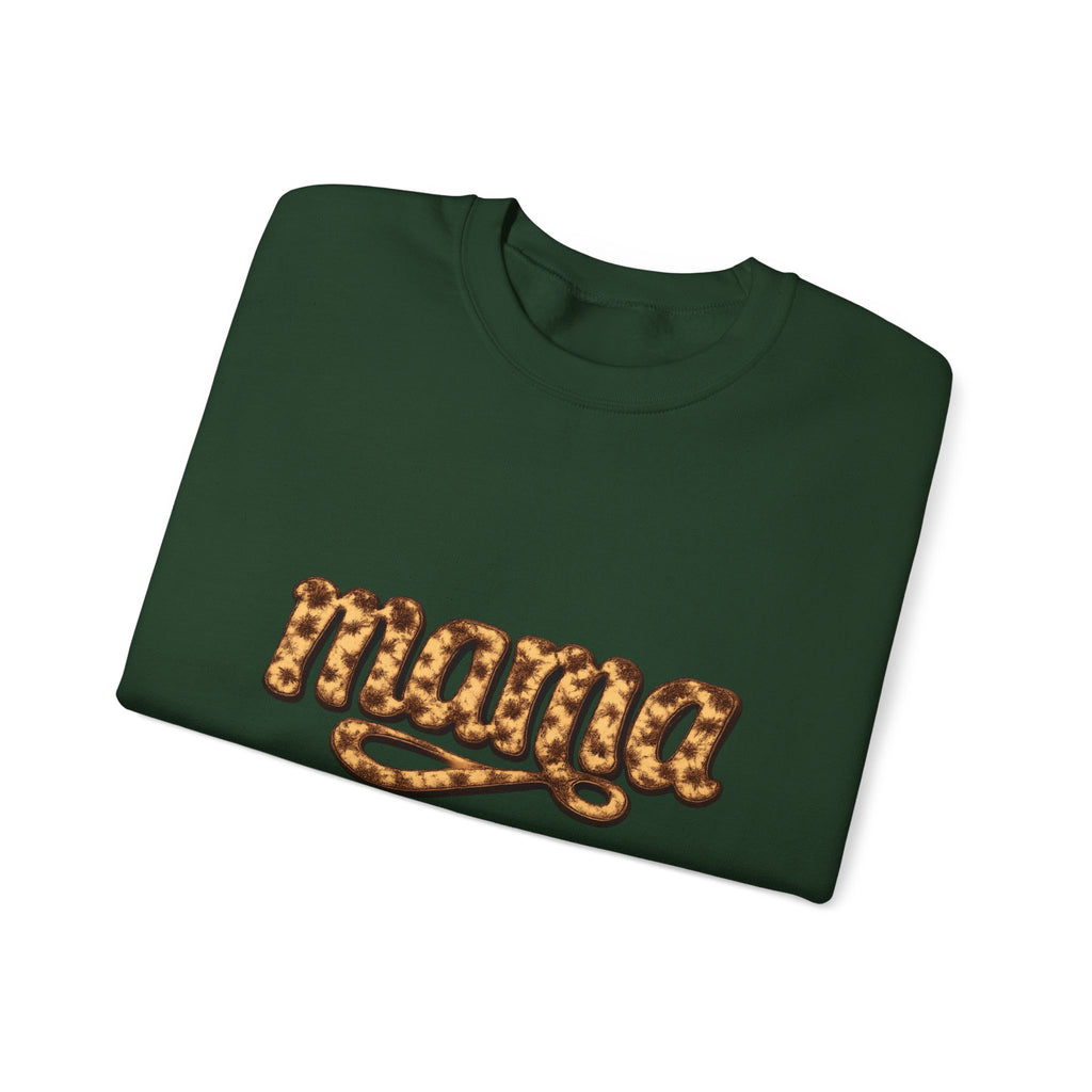 Mama Leopard Script Sweatshirt — Bold Animal Print Mom Crewneck