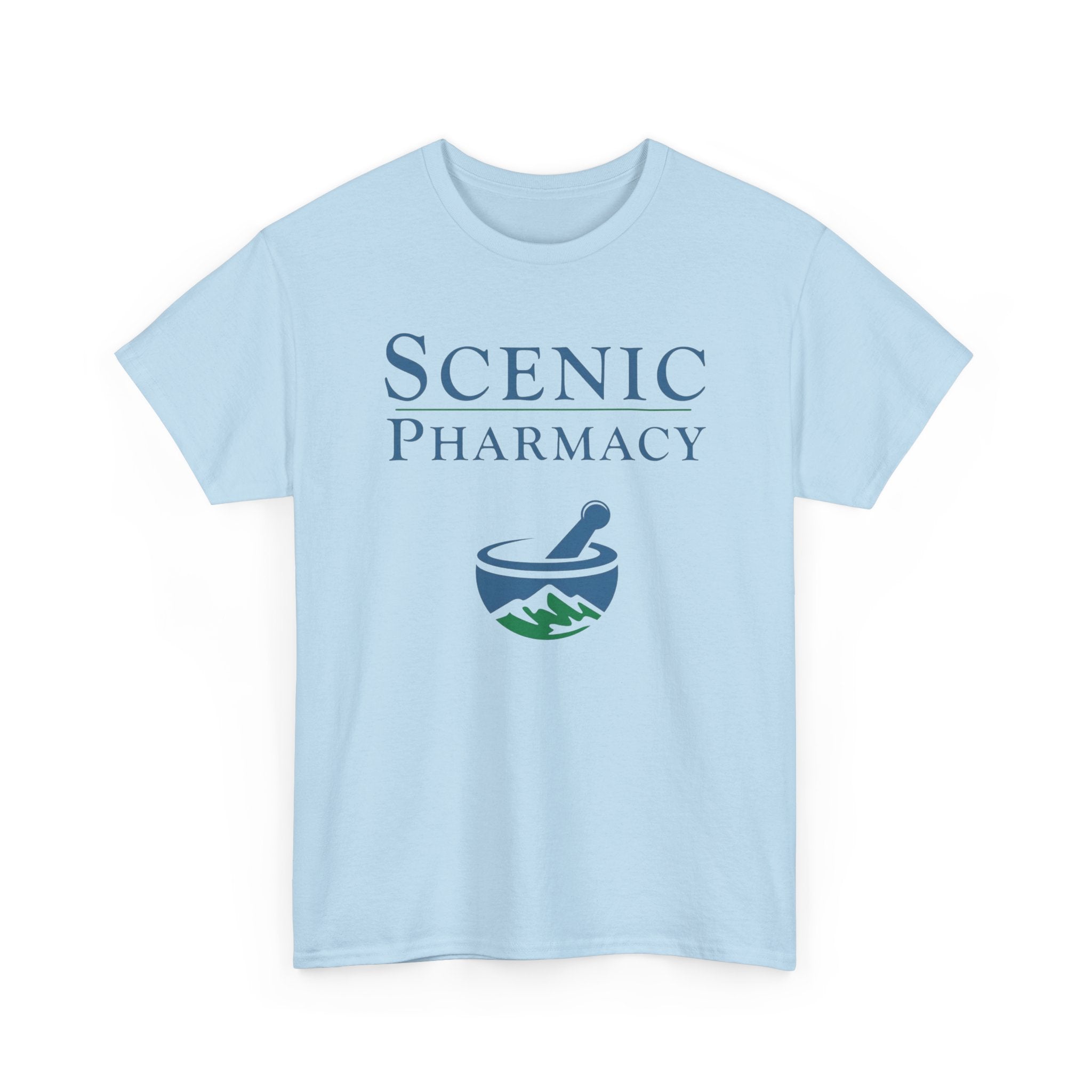 Scenic Pharmacy T-Shirt — Mountain Mortar & Pestle Graphic Tee