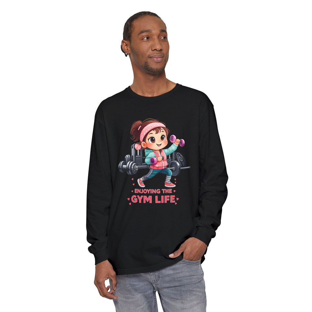Gym Life Long Sleeve Tee — Cute Girl Weightlifting Fitness Shirt