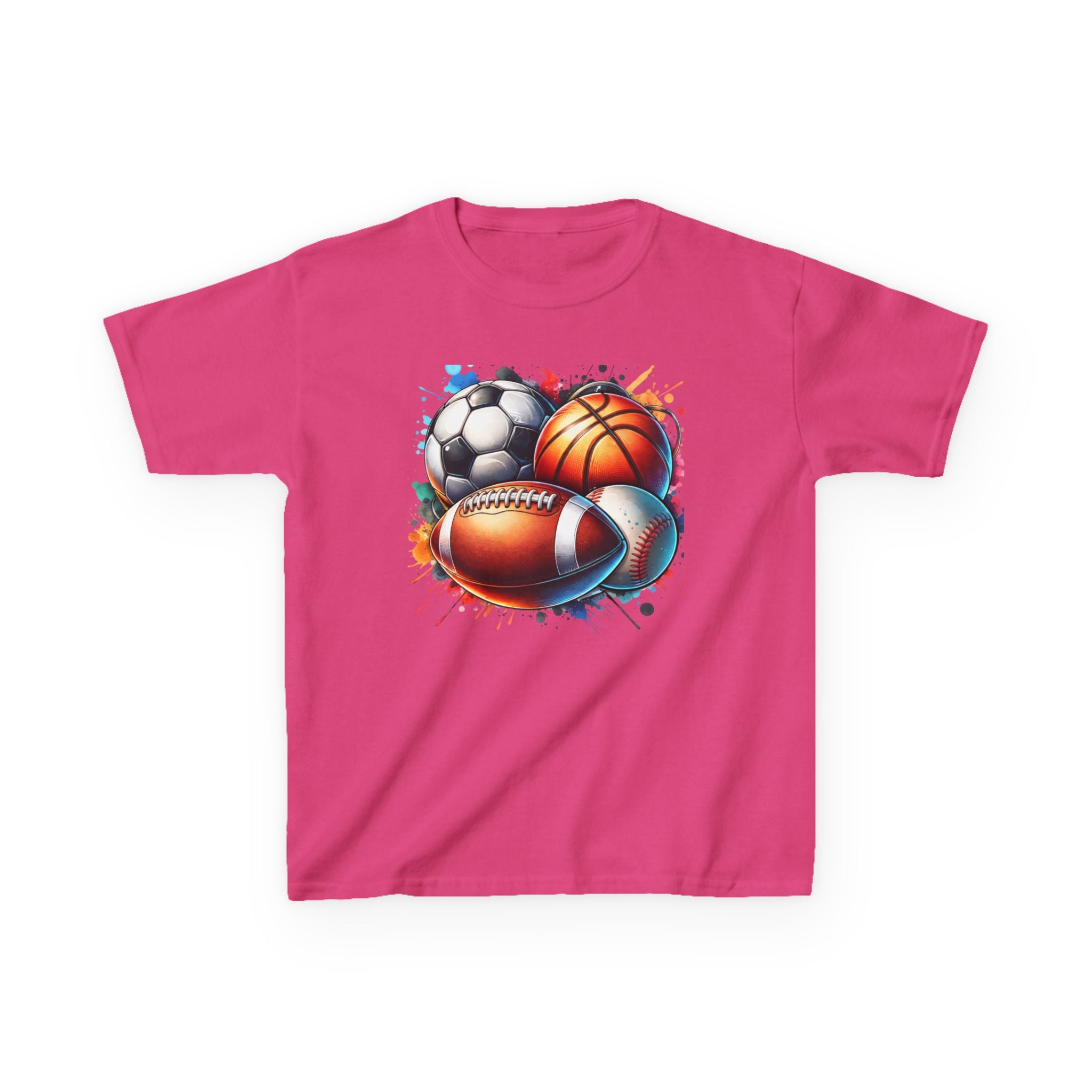 Kids Multi-Sport Splash T-Shirt — Soccer, Basketball & Football Graphic