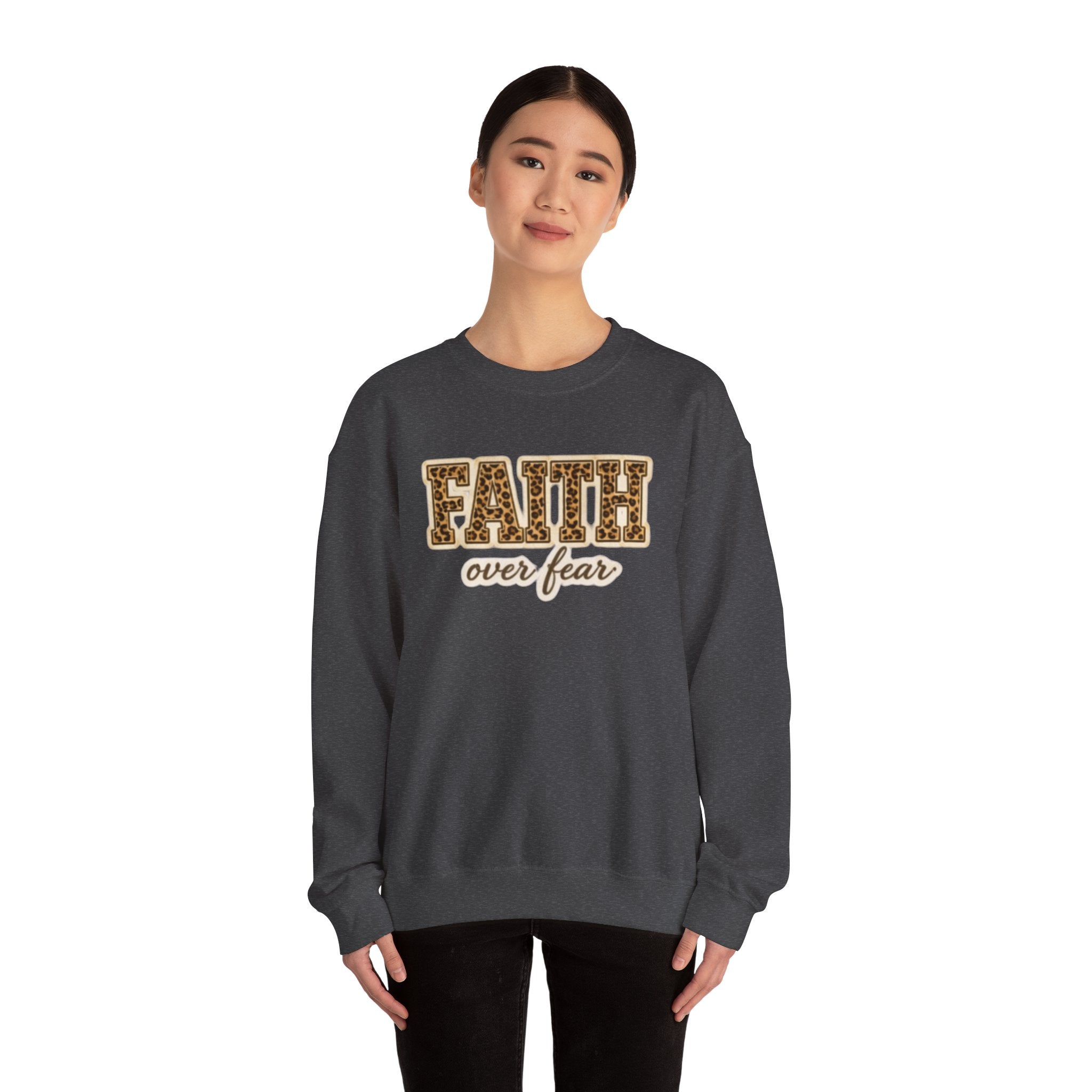 Faith Over Fear Leopard Graphic Sweatshirt
