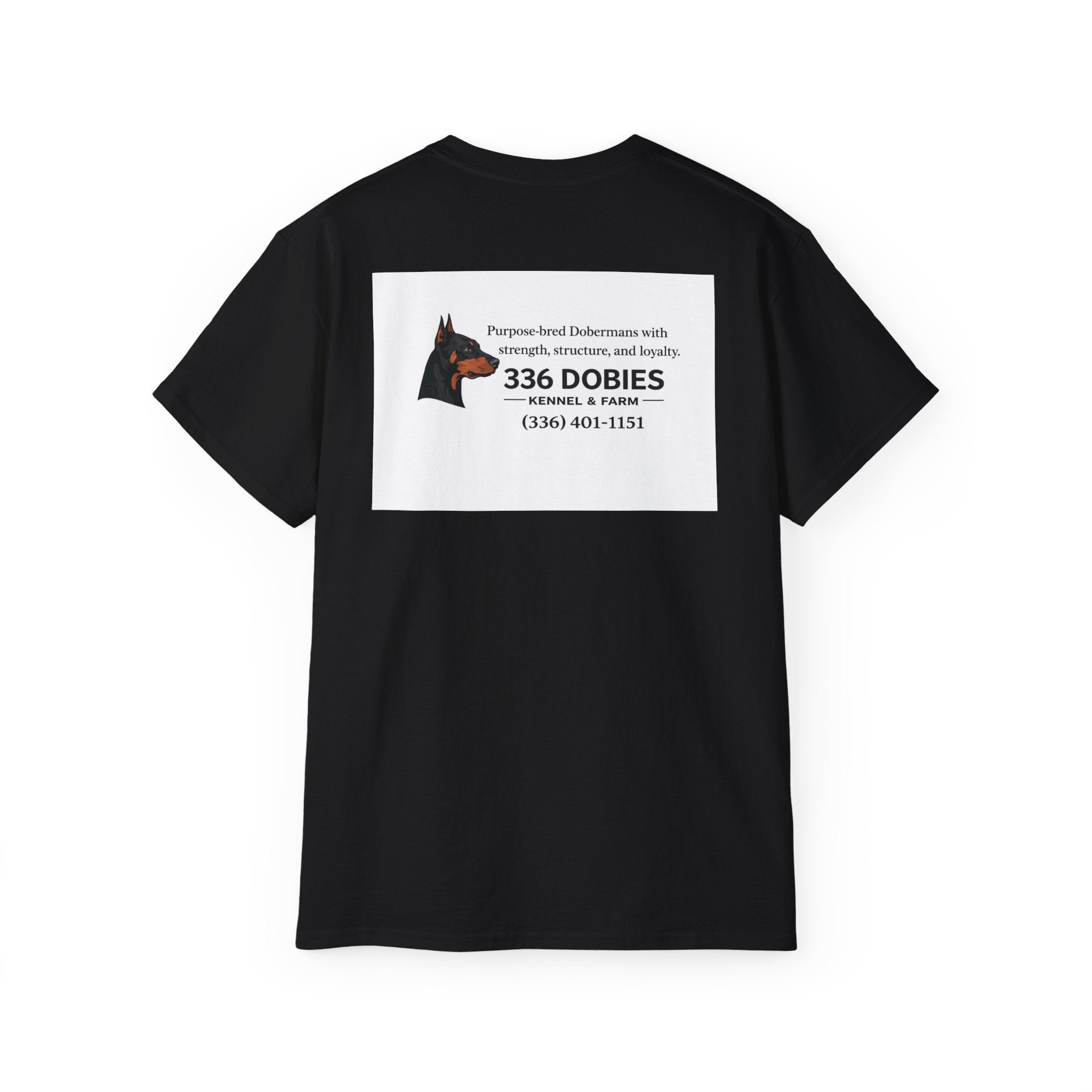 Doberman Rescue Fundraiser Tee — "336 Dobies" Logo Cotton T-Shirt