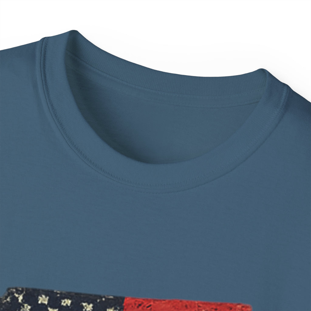 Patriotic Dad T-Shirt – Vintage American Flag 'DAD' Tee for Father’s Day