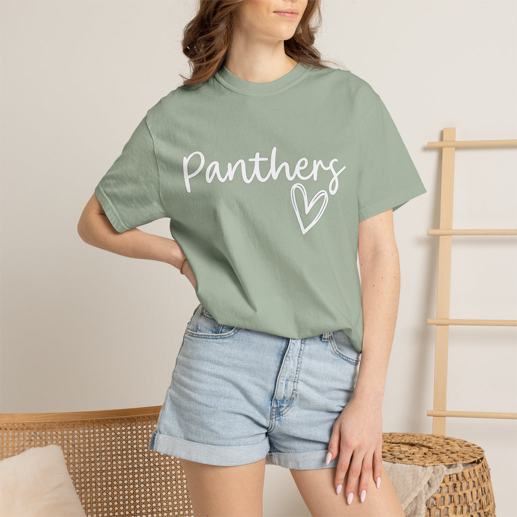Panthers Heart T-Shirt — Cute Script School Spirit Tee