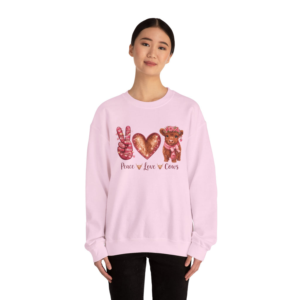 Peace Love Cows Crewneck Sweatshirt — Cute Cow Graphic Pullover