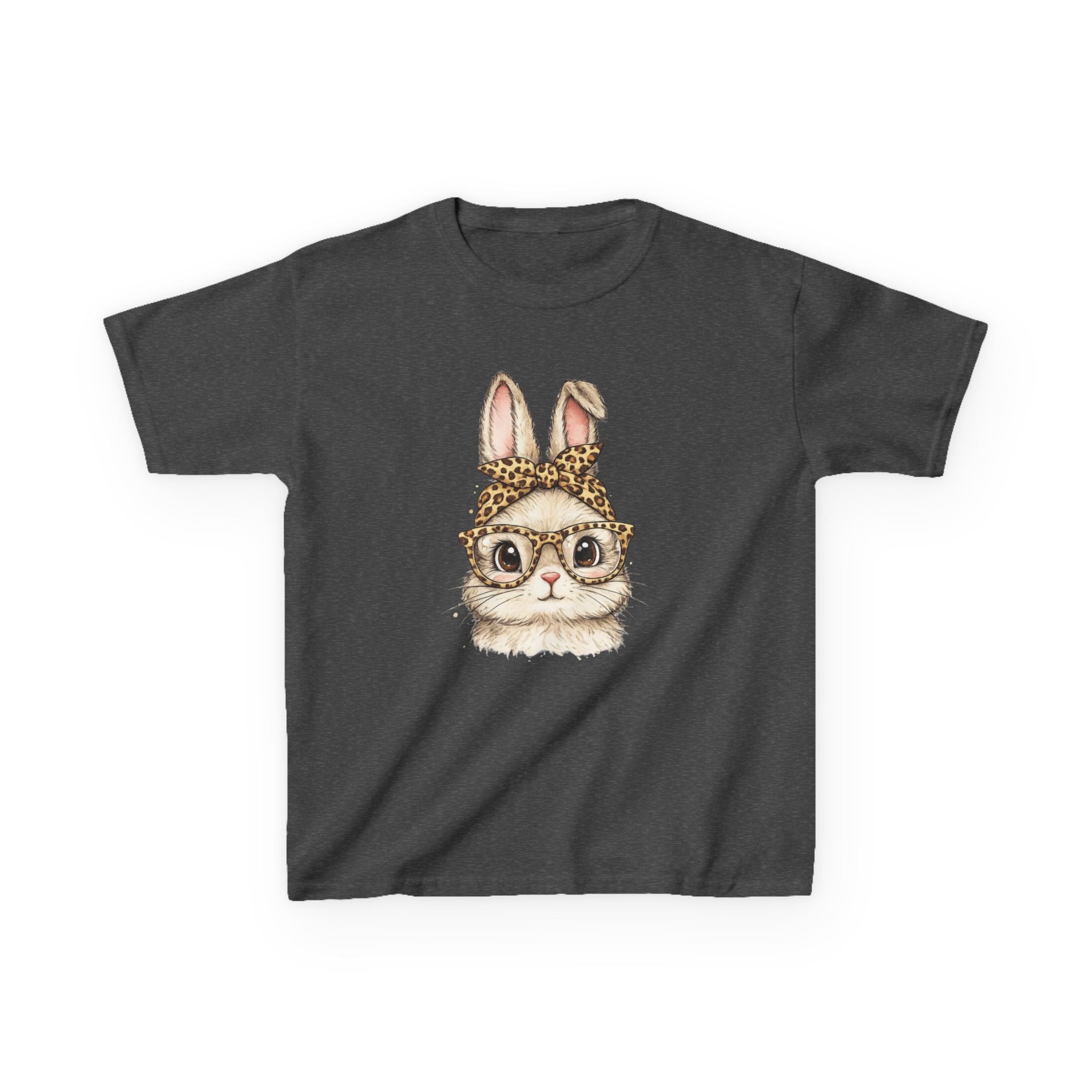 Kids Bunny with Glasses Tee — Cute Leopard Headband Rabbit Shirt for Children