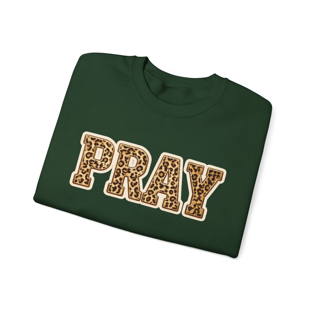 Pray Leopard Print Crewneck Sweatshirt