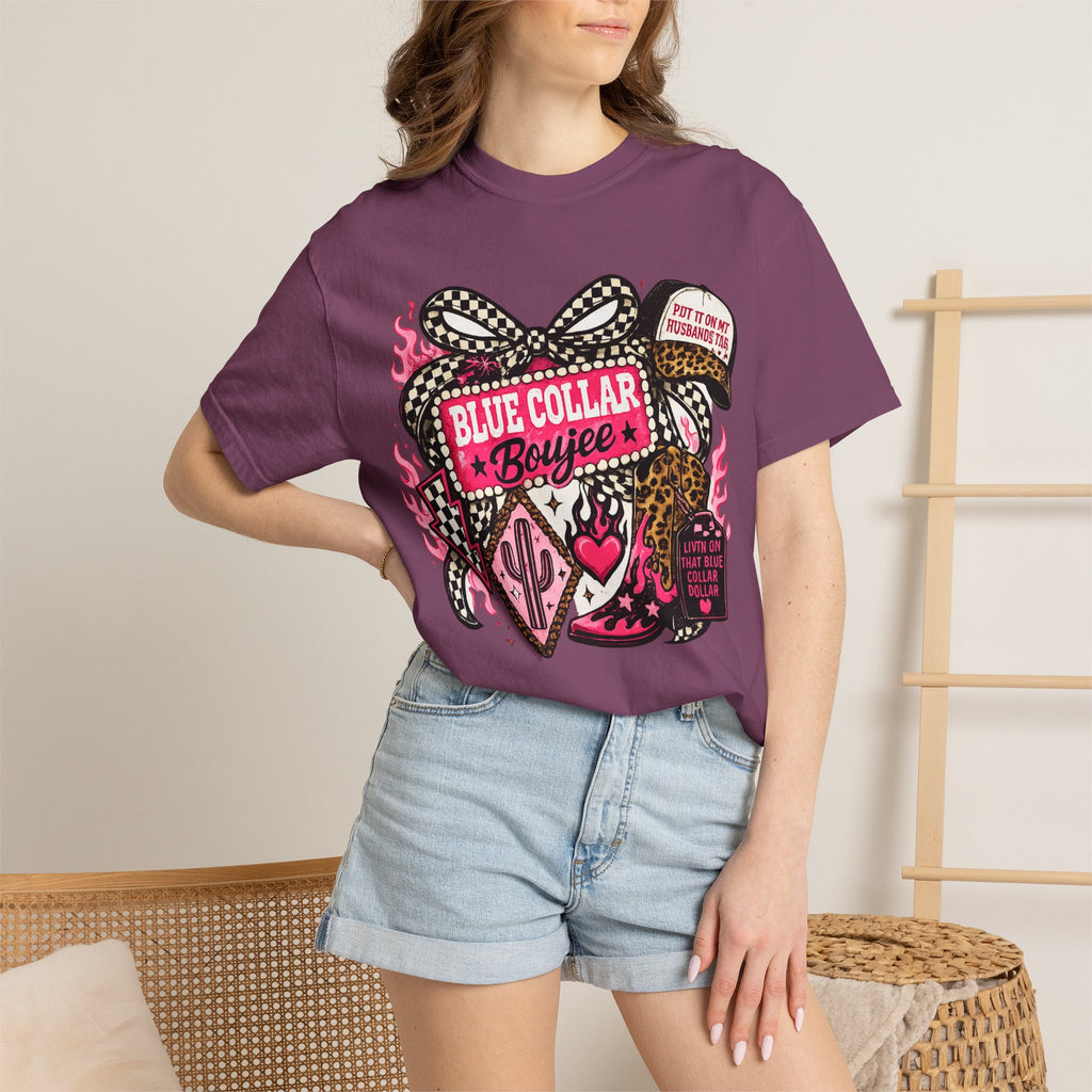 Blue Collar Boujee T-Shirt – Retro Western Cowgirl Graphic Tee