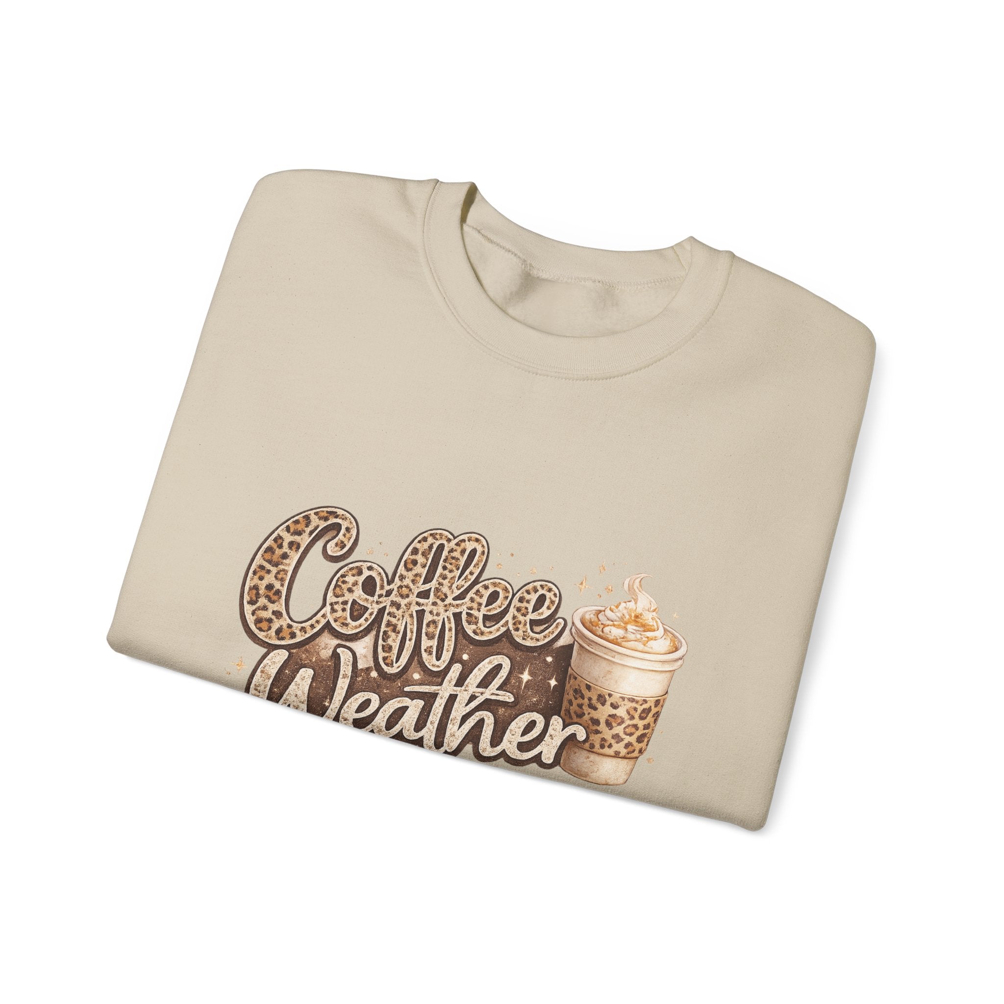 Coffee Weather Sweatshirt – Cozy Leopard Print Coffee Cup Crewneck