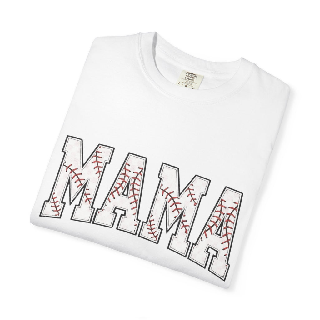 Mama Baseball Tee — 'MAMA' Stitched Baseball Mom T‑Shirt
