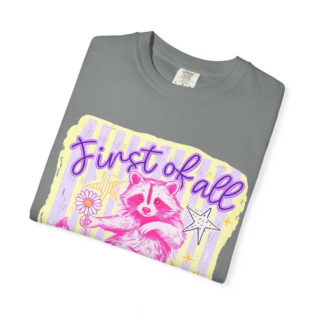 Raccoon Graphic T-Shirt — "First of All Jesus Thinks I’m a Delight" Christian Vintage Style Tee