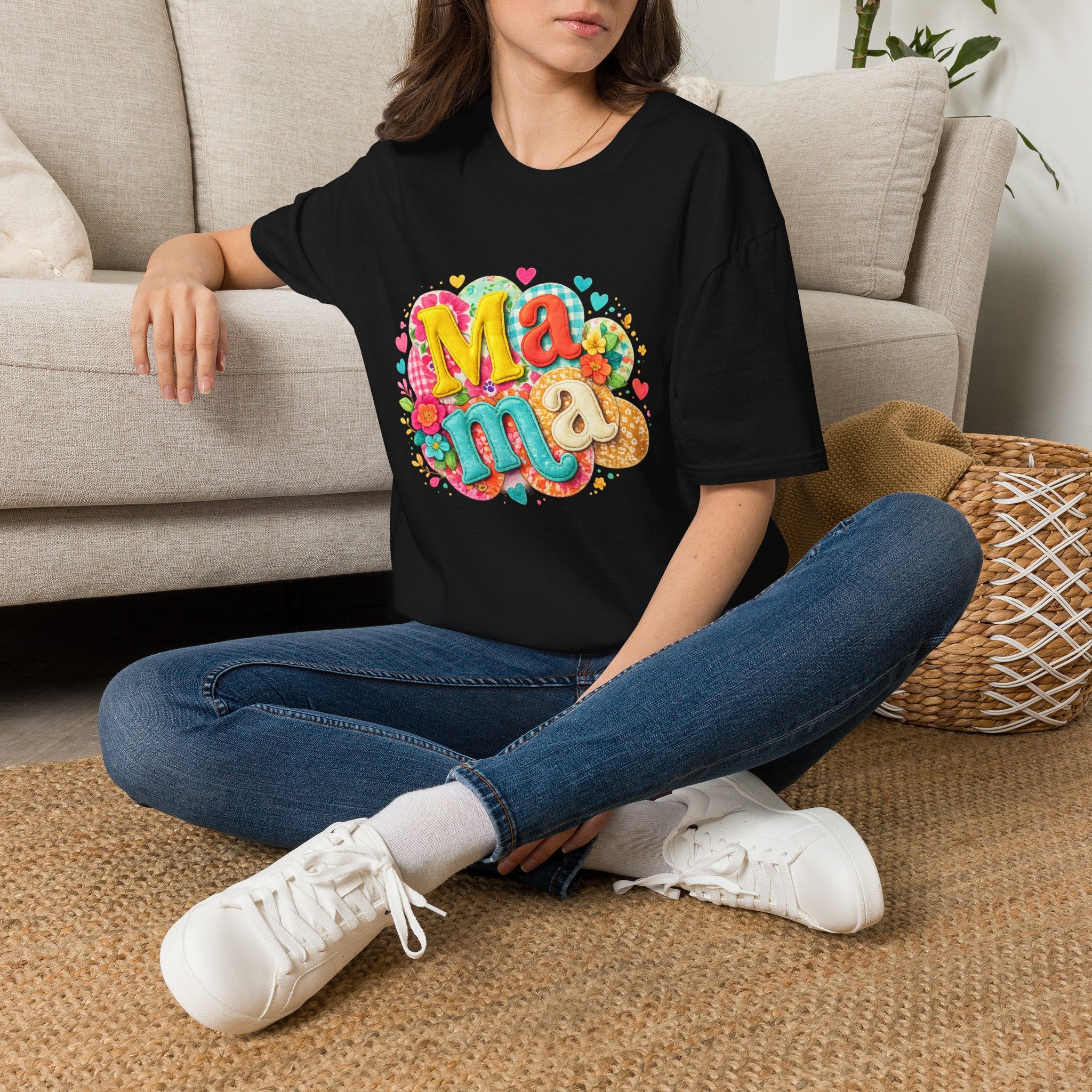 Mama Floral Graphic T‑Shirt — Colorful Heart & Flower Mother's Day Tee