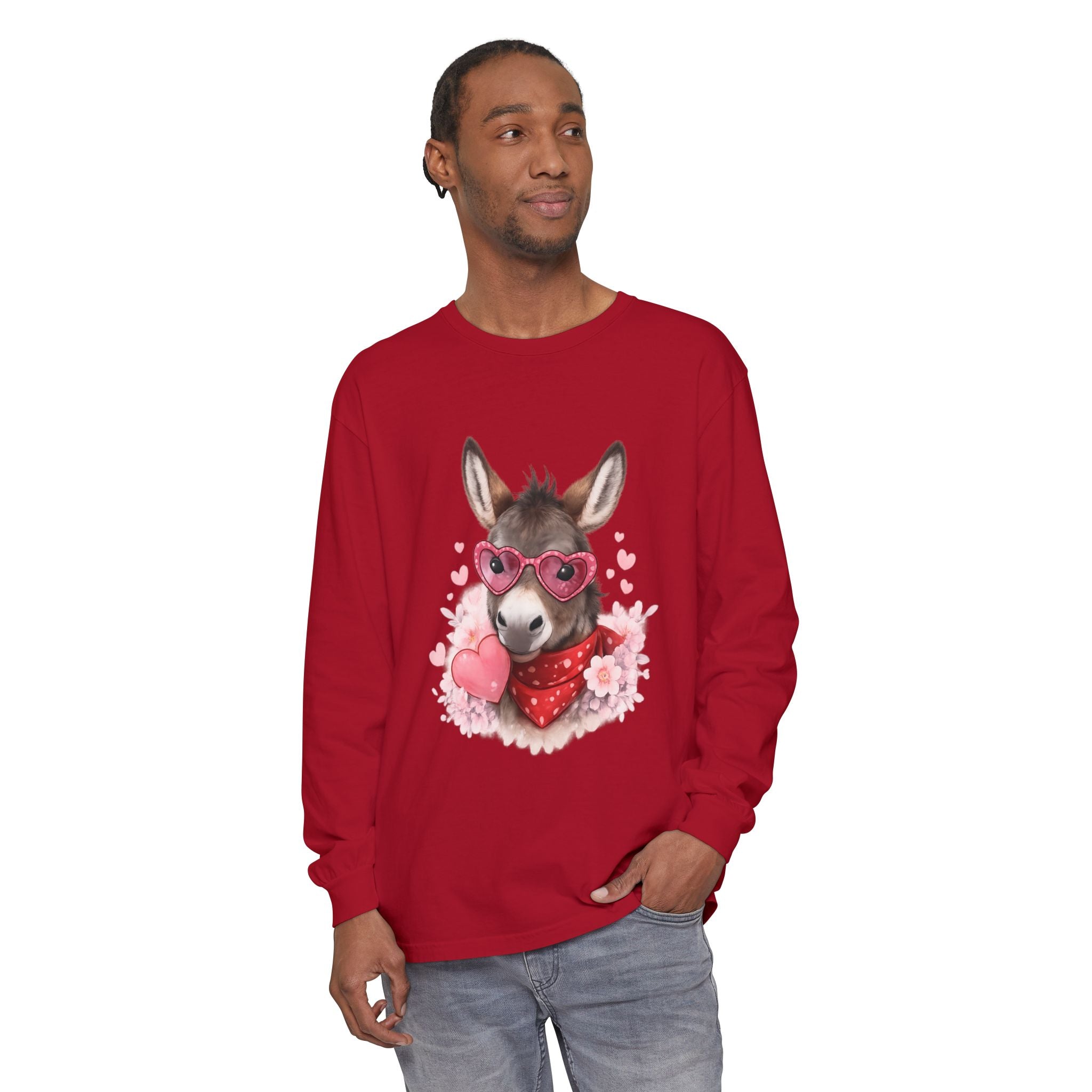 Donkey with Heart Sunglasses Long Sleeve Tee