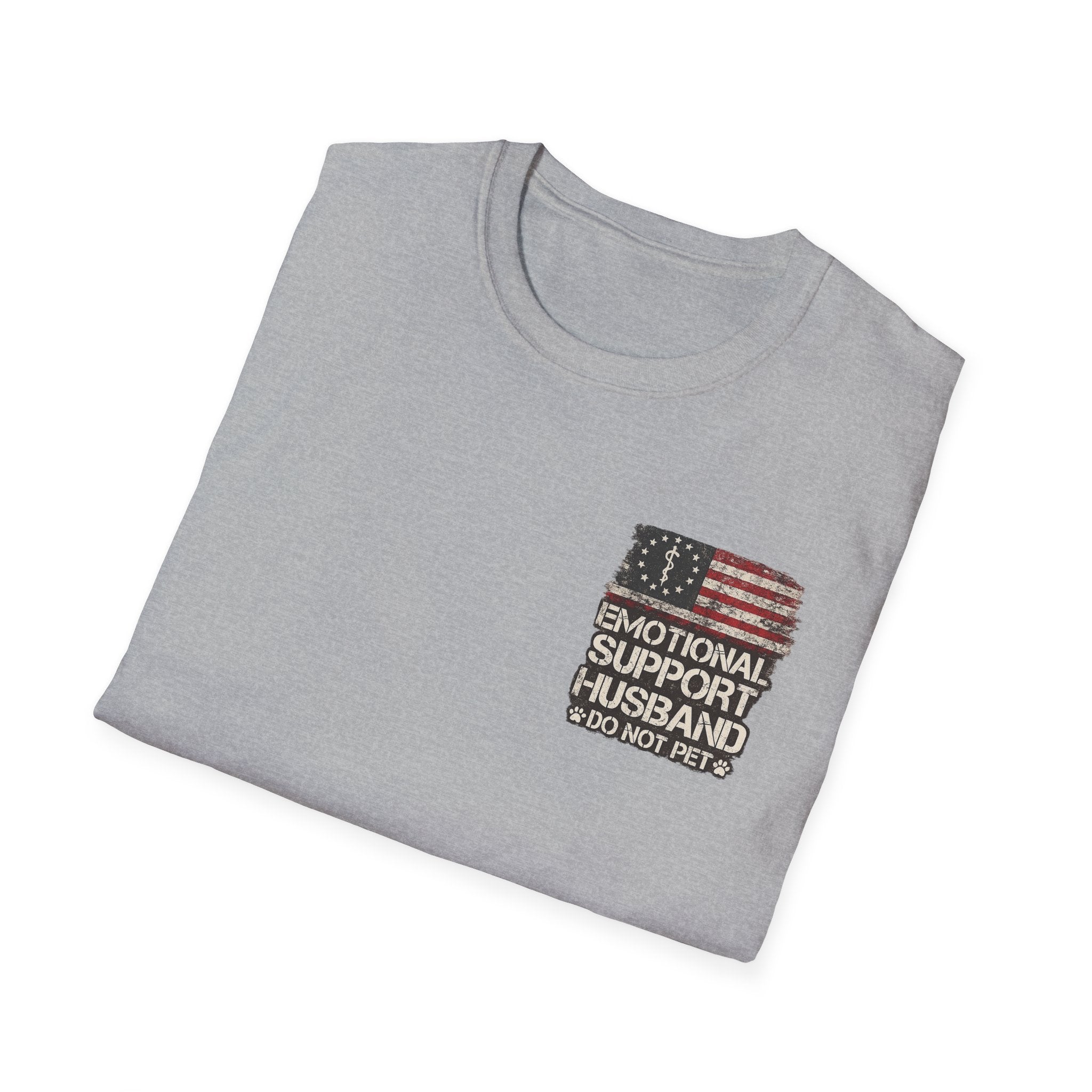 Emotional Support Husband T-Shirt — Patriotic "Do Not Pet" Graphic Tee