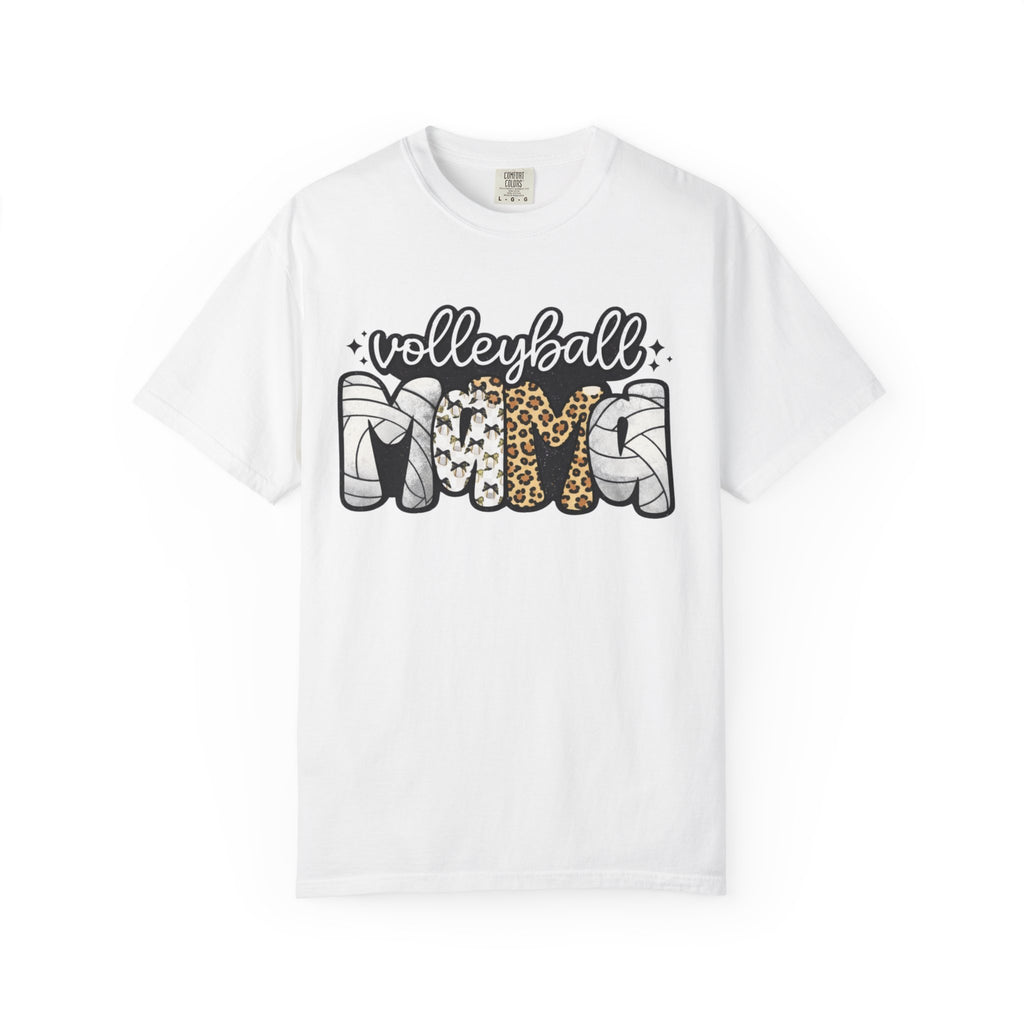 Volleyball Mom T-Shirt — Leopard & Ball Graphic Tee for Coaches & Fans