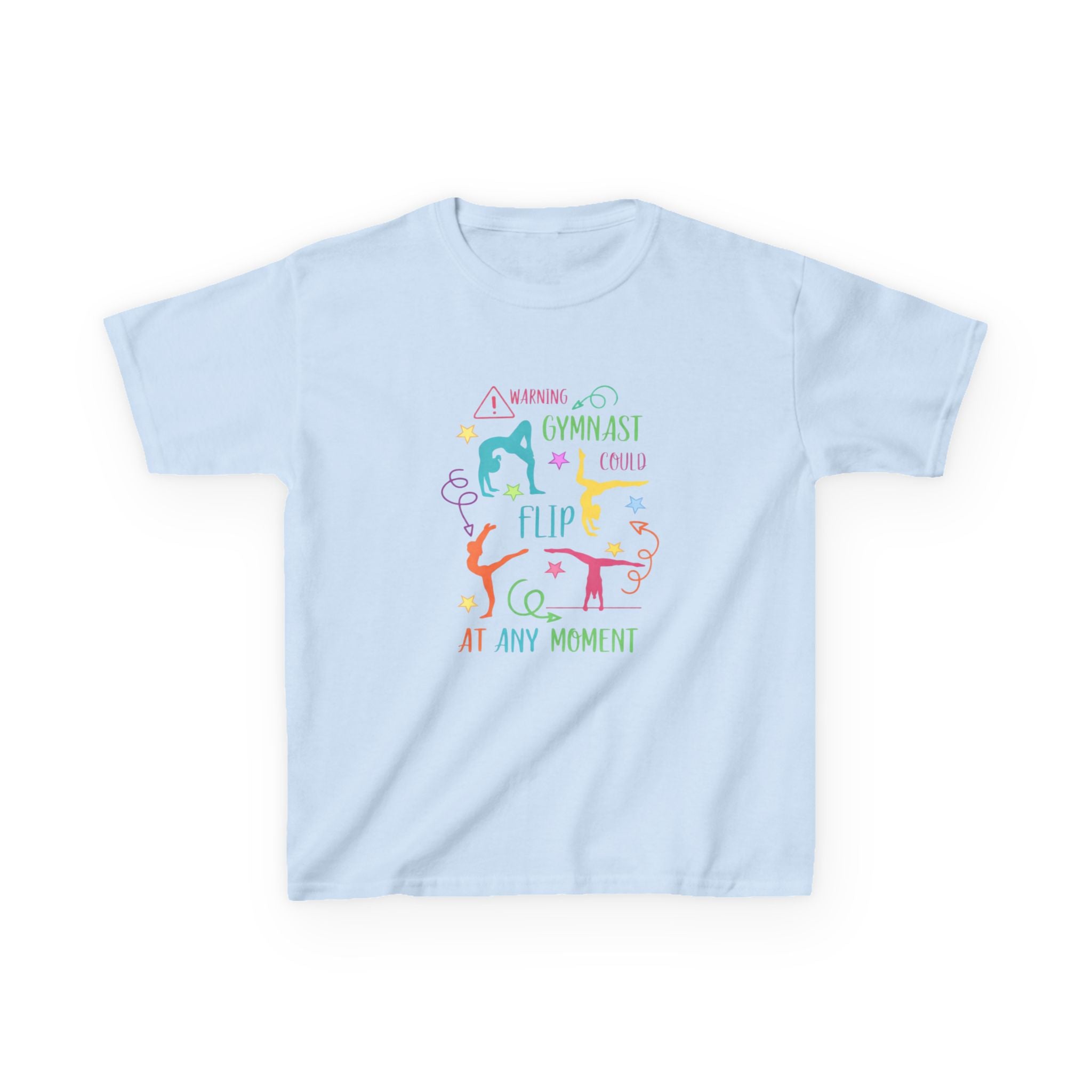 Kids Gymnastics T‑Shirt — "Gymnast I Could Flip At Any Moment" Colorful Design