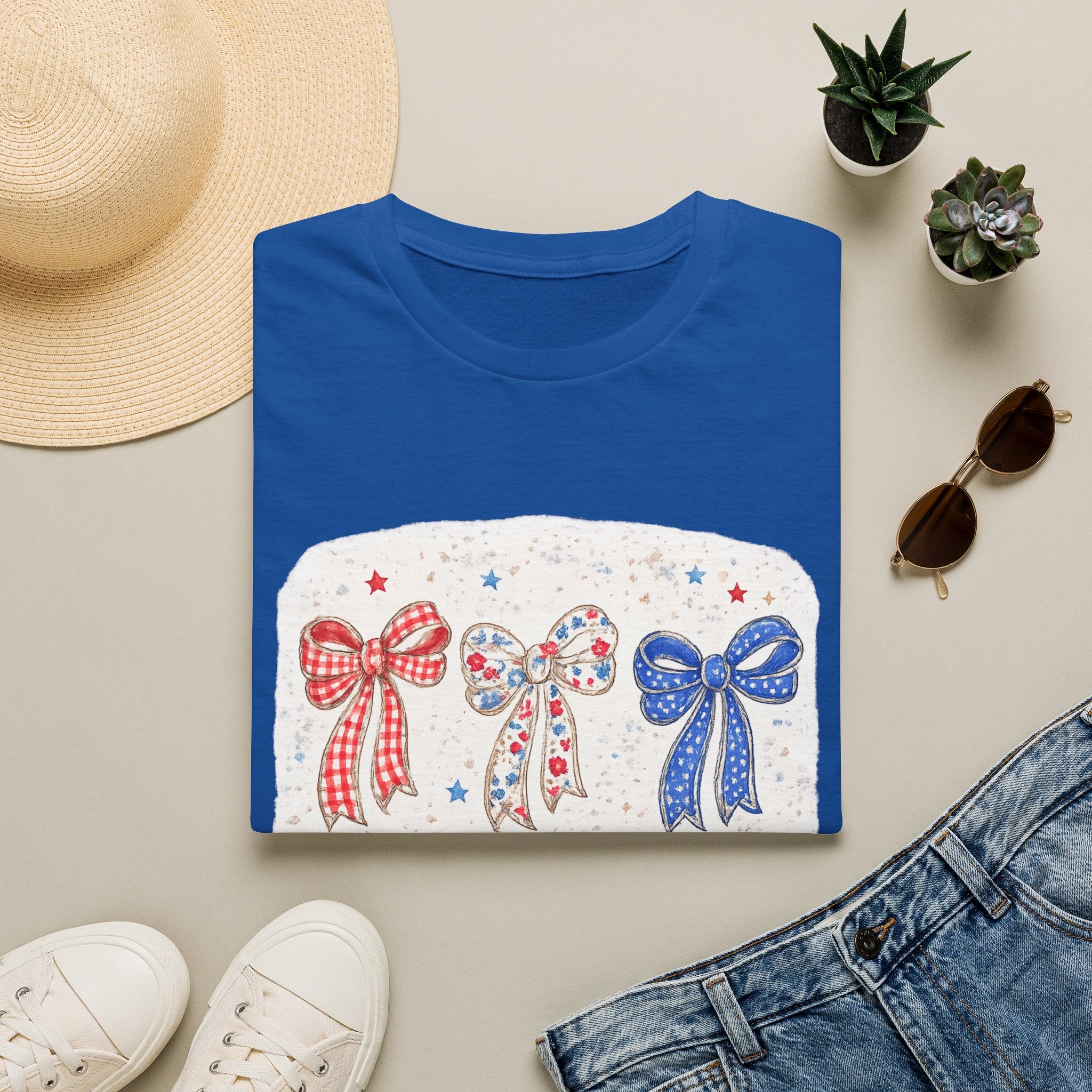 Patriotic Red White & Blue Bow T-Shirt — America 250 Celebration Tee