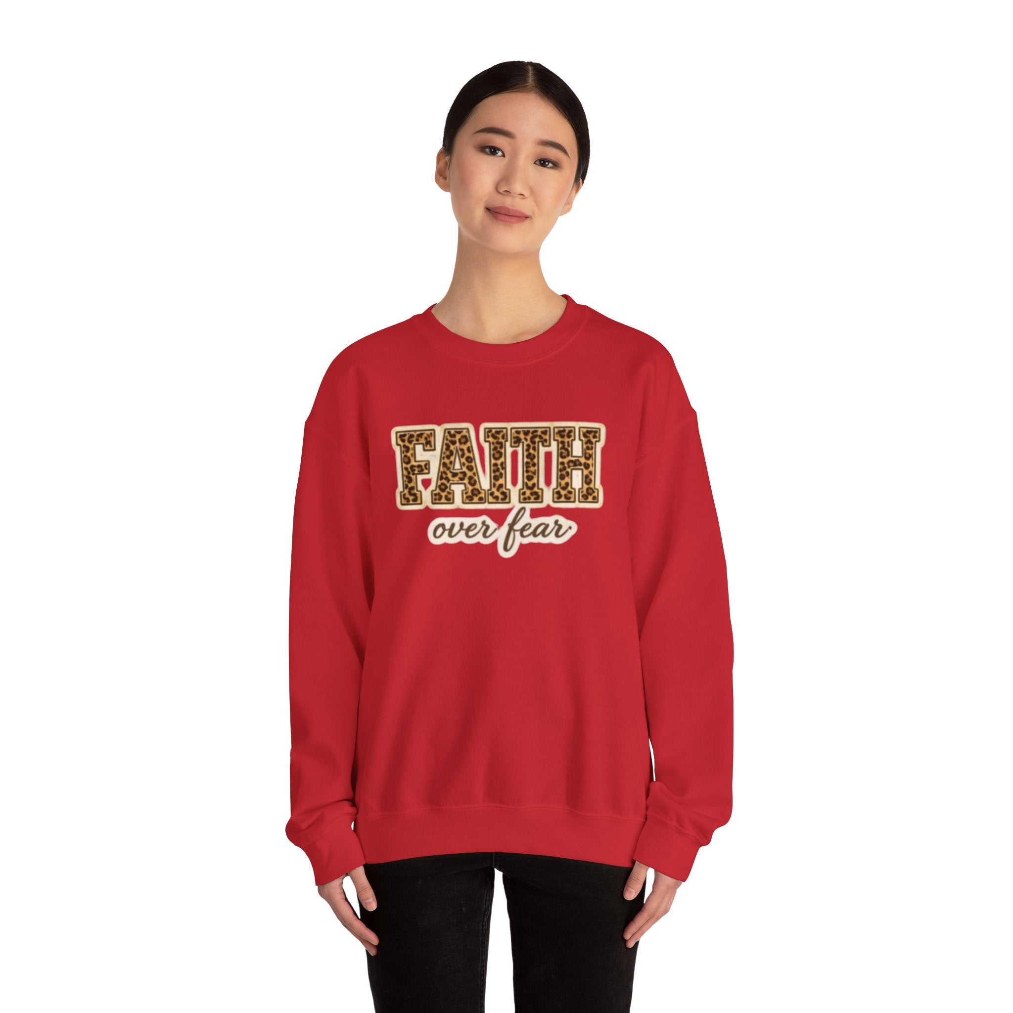 Faith Over Fear Leopard Graphic Sweatshirt