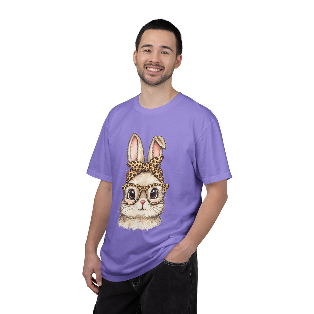 Bunny in Leopard Headband T-Shirt — Cute Vintage Rabbit Graphic Tee