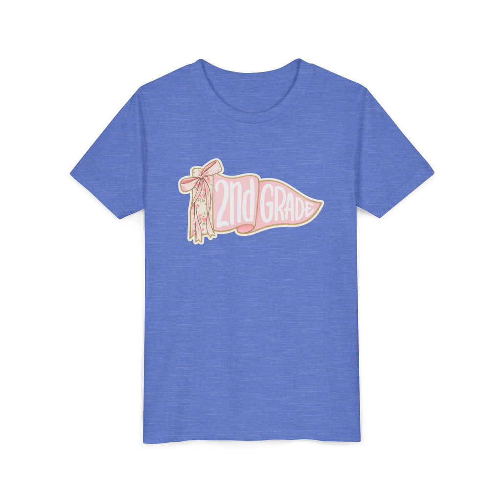 2nd Grade Pennant Kids T‑Shirt — Cute Pink Back-to-School Tee for Girls