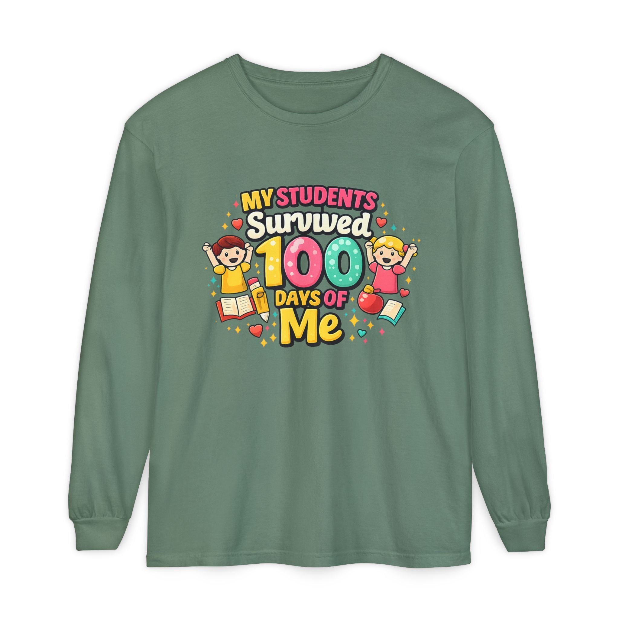 Teacher 'My Students Survived 100 Days of Me' Long Sleeve Tee