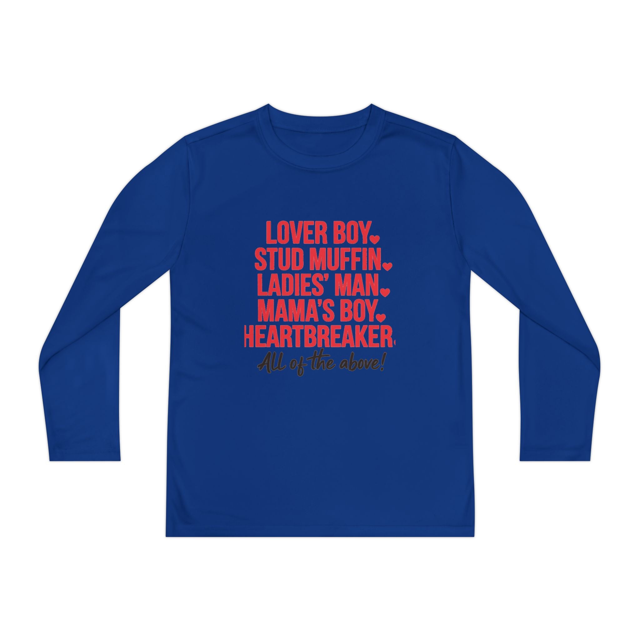 Youth Long Sleeve Tee - "Lover Boy, Stud Muffin...All of the Above!" Graphic