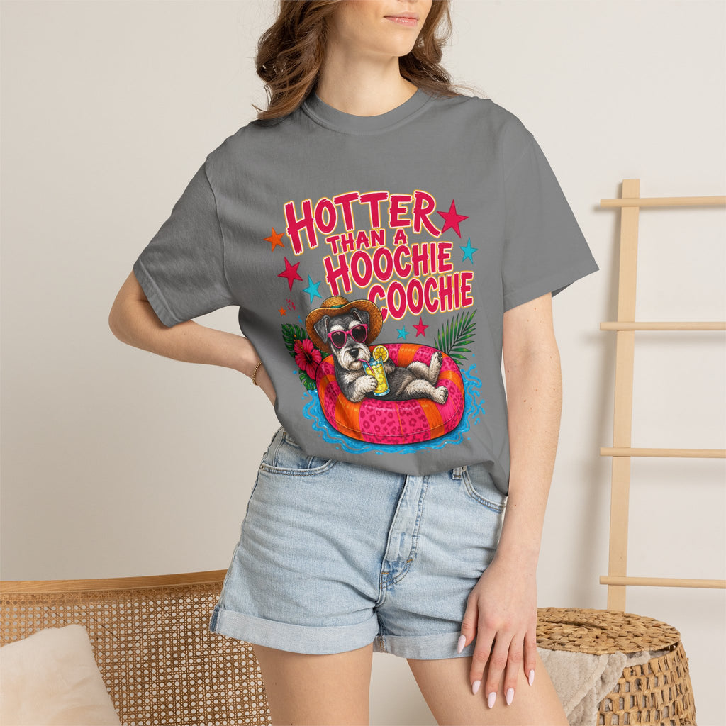 Graphic T-Shirt — "Hotter Than a Hoochie Coochie" Summer Pool Cat Tee