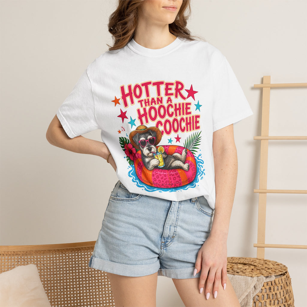 Graphic T-Shirt — "Hotter Than a Hoochie Coochie" Summer Pool Cat Tee