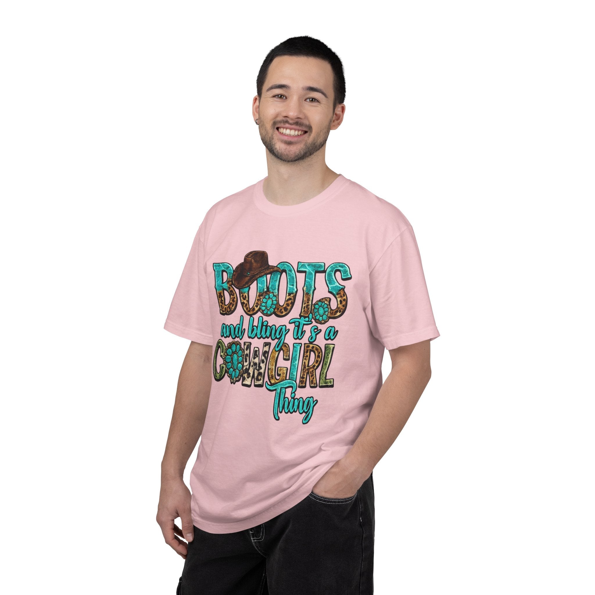 Cowgirl Boots Graphic T-Shirt — "Boots and Bling It's a Cowgirl Thing"