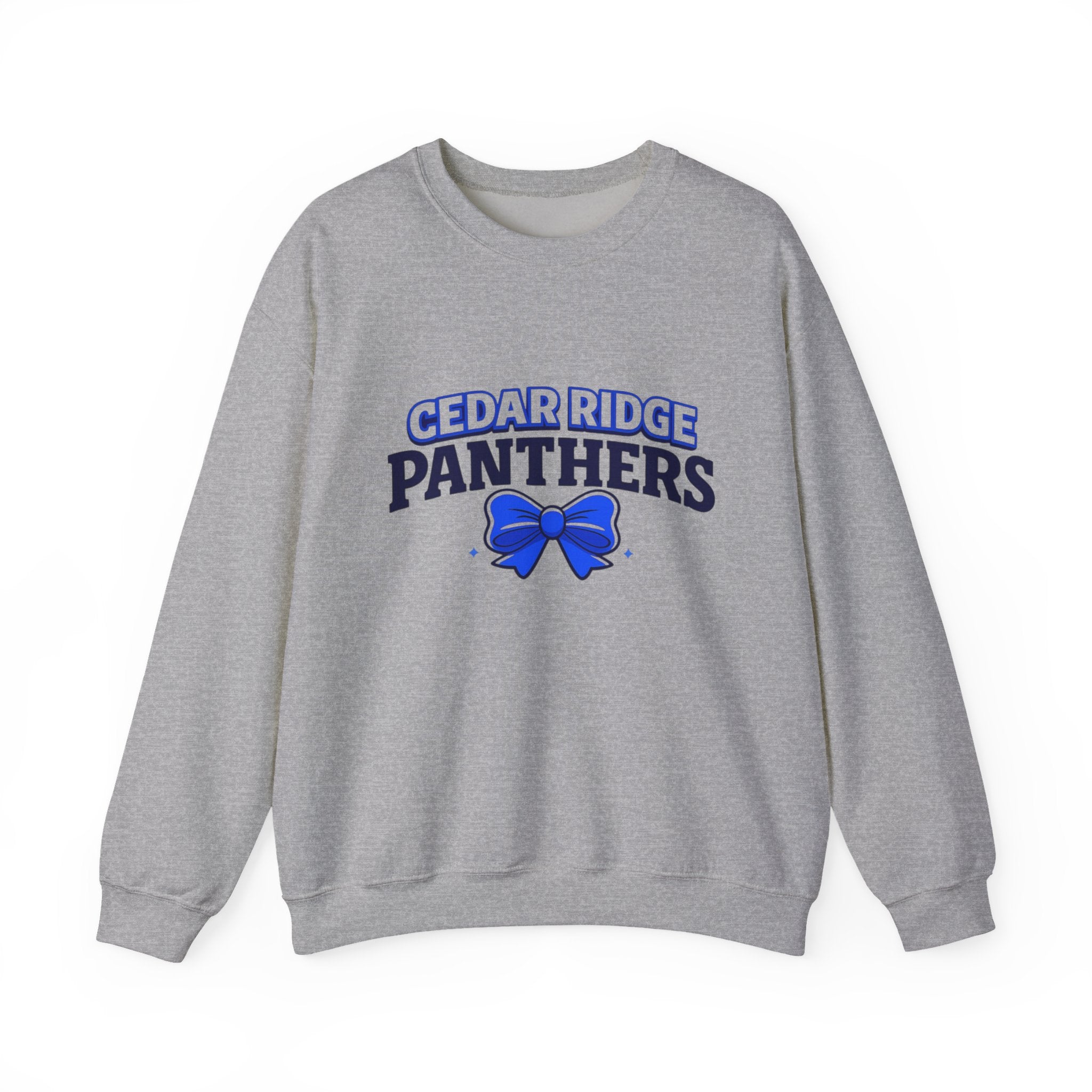 Panthers Crewneck Sweatshirt — Cedar Ridge Panthers Blue Bow School Spirit