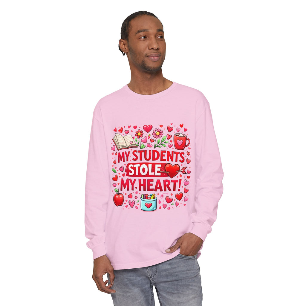 Teacher Long Sleeve Tee — “My Students Stole My Heart” Valentine’s Day Gift