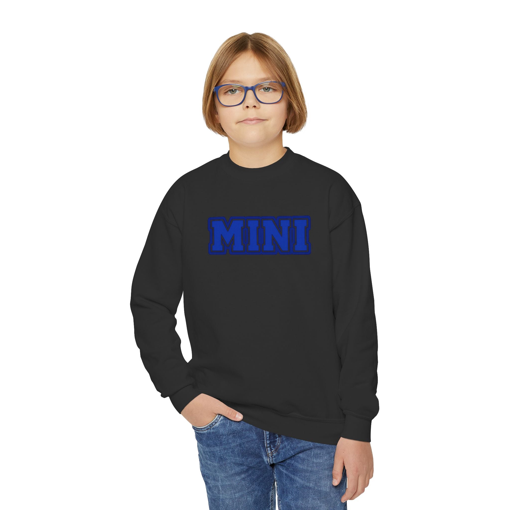 Youth Crewneck Sweatshirt — 'MINI' Varsity Letter Kids Pullover