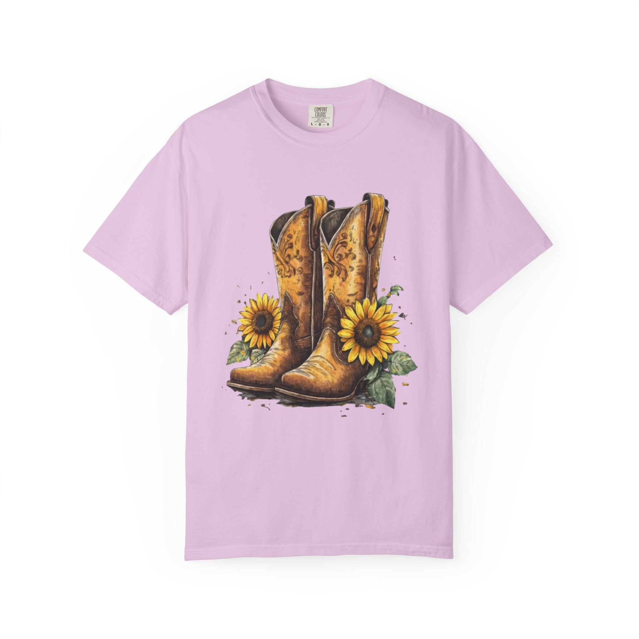 Cowgirl Boots & Sunflowers T-Shirt — Western Floral Graphic Tee