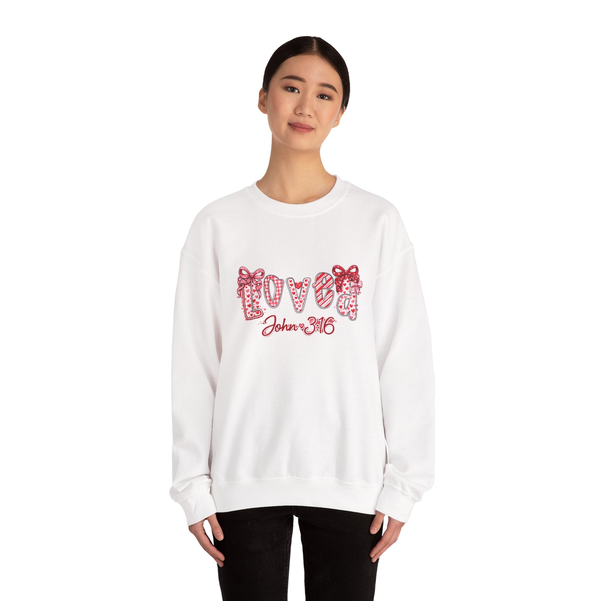 Valentine 'Love' Crewneck Sweatshirt — John 3:16 Script