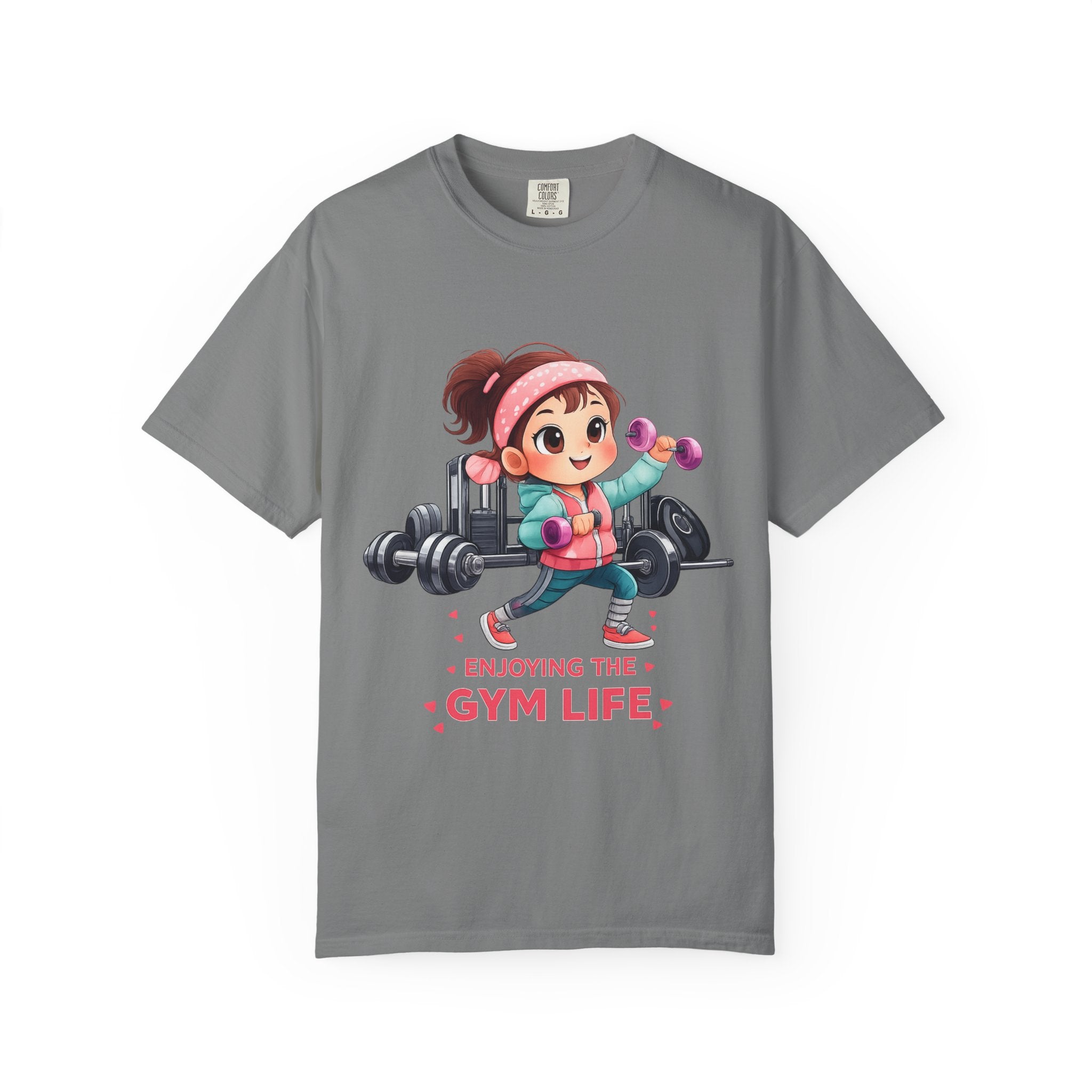 Gym Life T-Shirt — Cute Cartoon Weightlifting Tee ("Enjoying the Gym Life")
