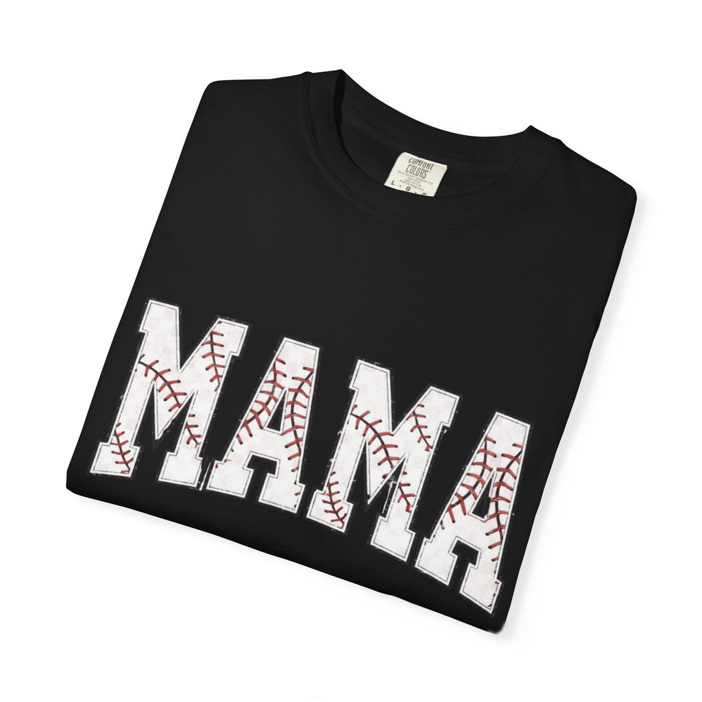 Mama Baseball Tee — 'MAMA' Stitched Baseball Mom T‑Shirt