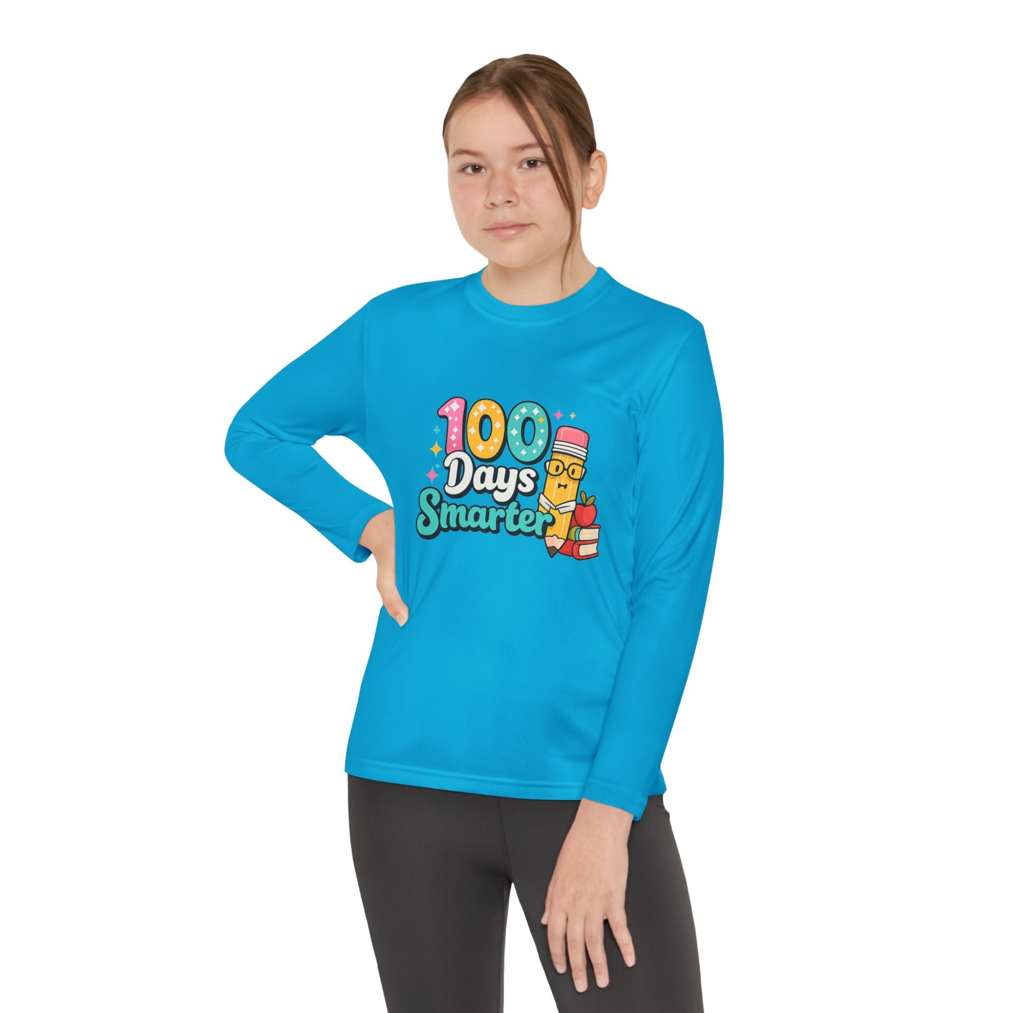 Youth Long Sleeve Tee - "100 Days Smarter" School Celebration Shirt