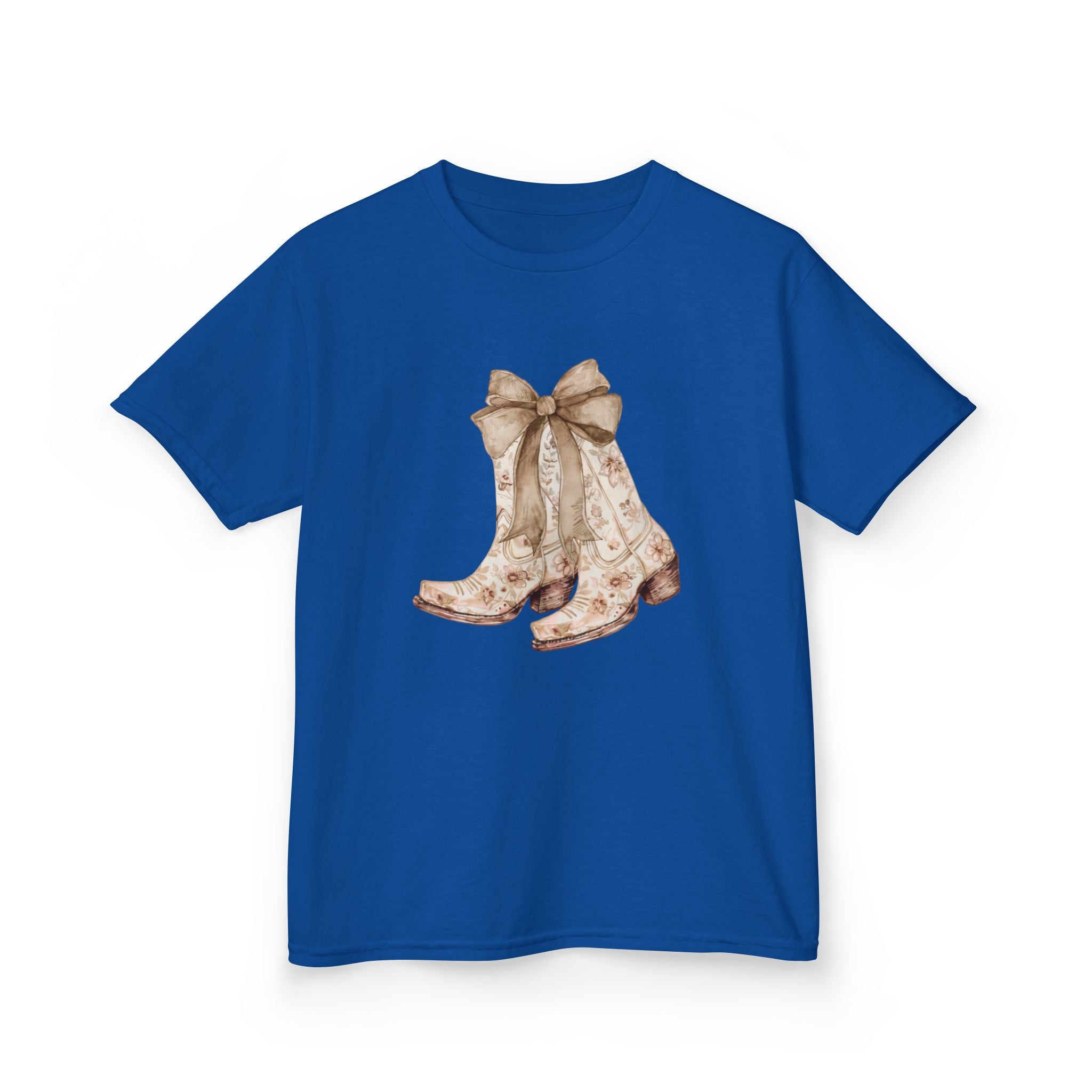 Kids Tee — Vintage Floral Cowboy Boots with Ribbon