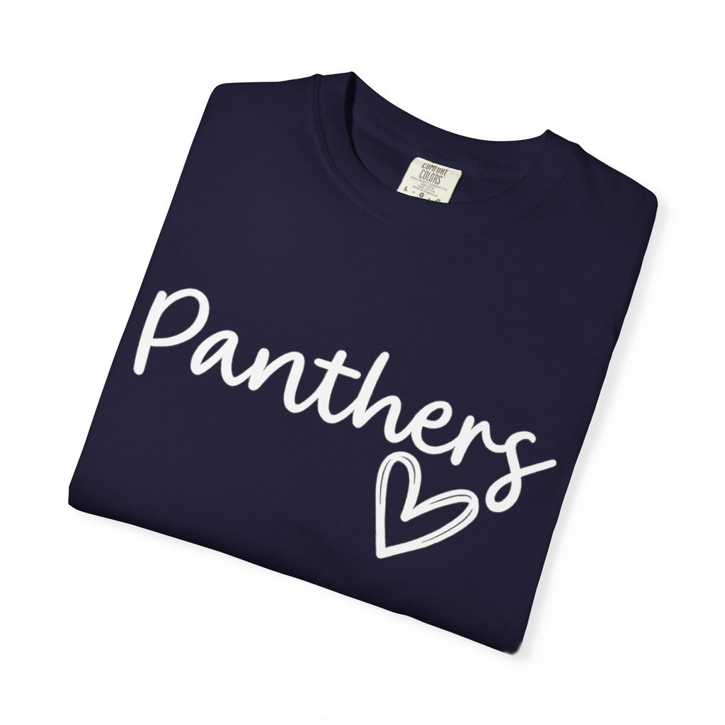 Panthers Heart T-Shirt — Cute Script School Spirit Tee