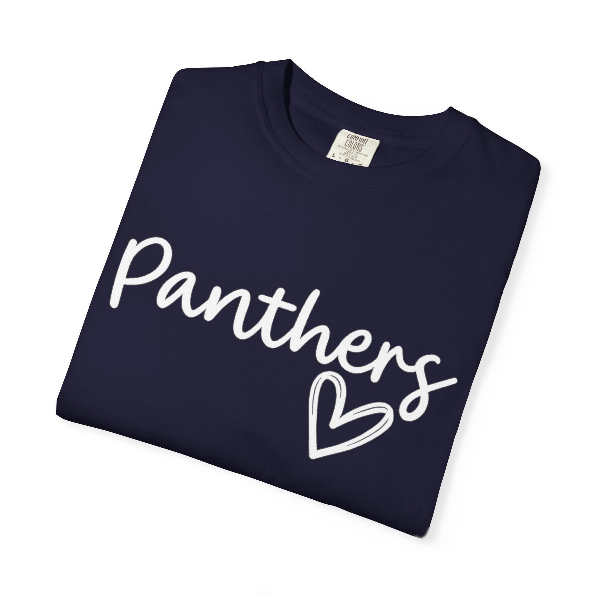 Panthers Heart T-Shirt — Cute Script School Spirit Tee