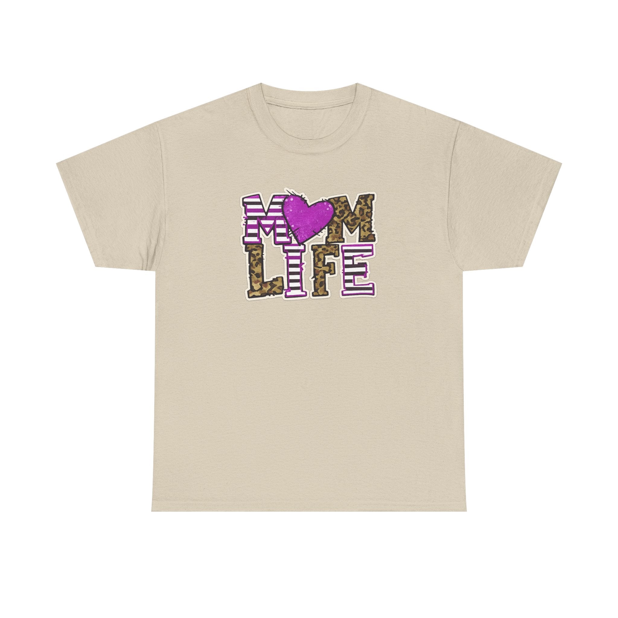 Mom Life T-Shirt — Leopard & Pink Heart Graphic Tee for Moms (Mother's Day Gift)