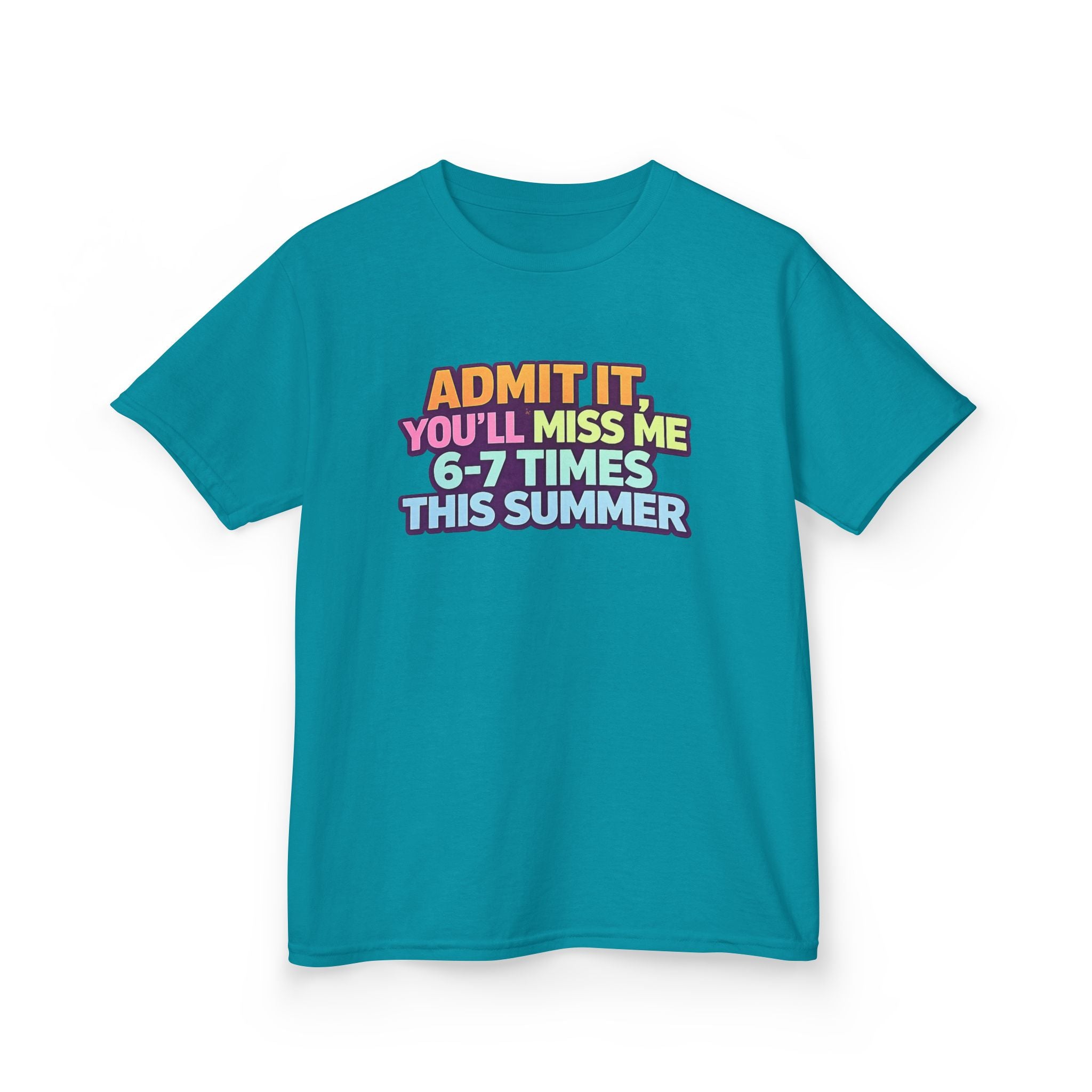 Kids Tee - "Admit It You'll Miss Me 6-7 Times This Summer" Retro Rainbow Graphic
