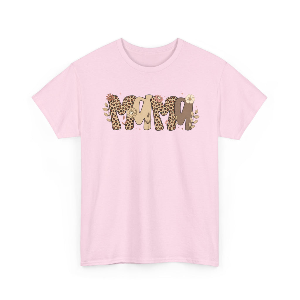 Mama Leopard Print T-Shirt — 'MAMA' Heart Graphic Mother's Day Tee