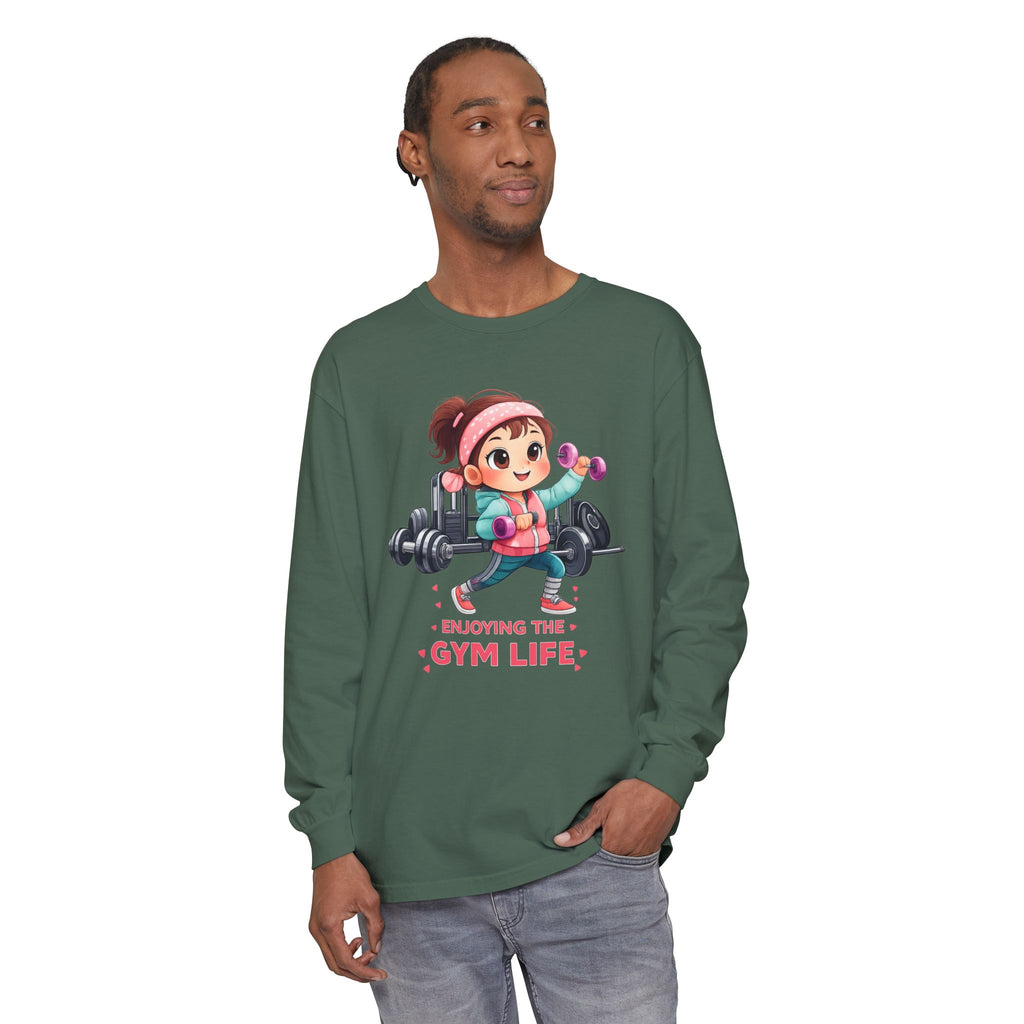 Gym Life Long Sleeve Tee — Cute Girl Weightlifting Fitness Shirt
