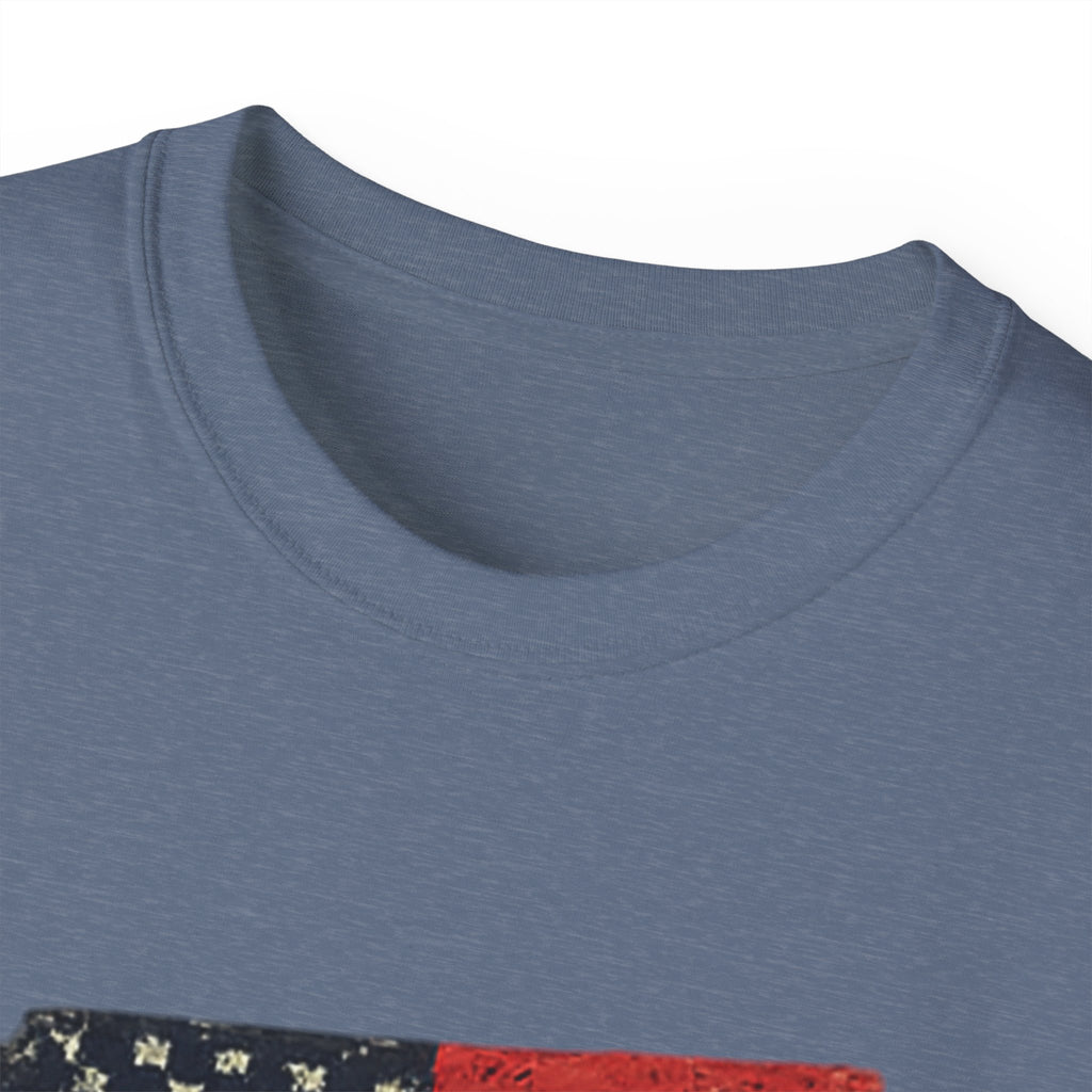 Patriotic Dad T-Shirt – Vintage American Flag 'DAD' Tee for Father’s Day
