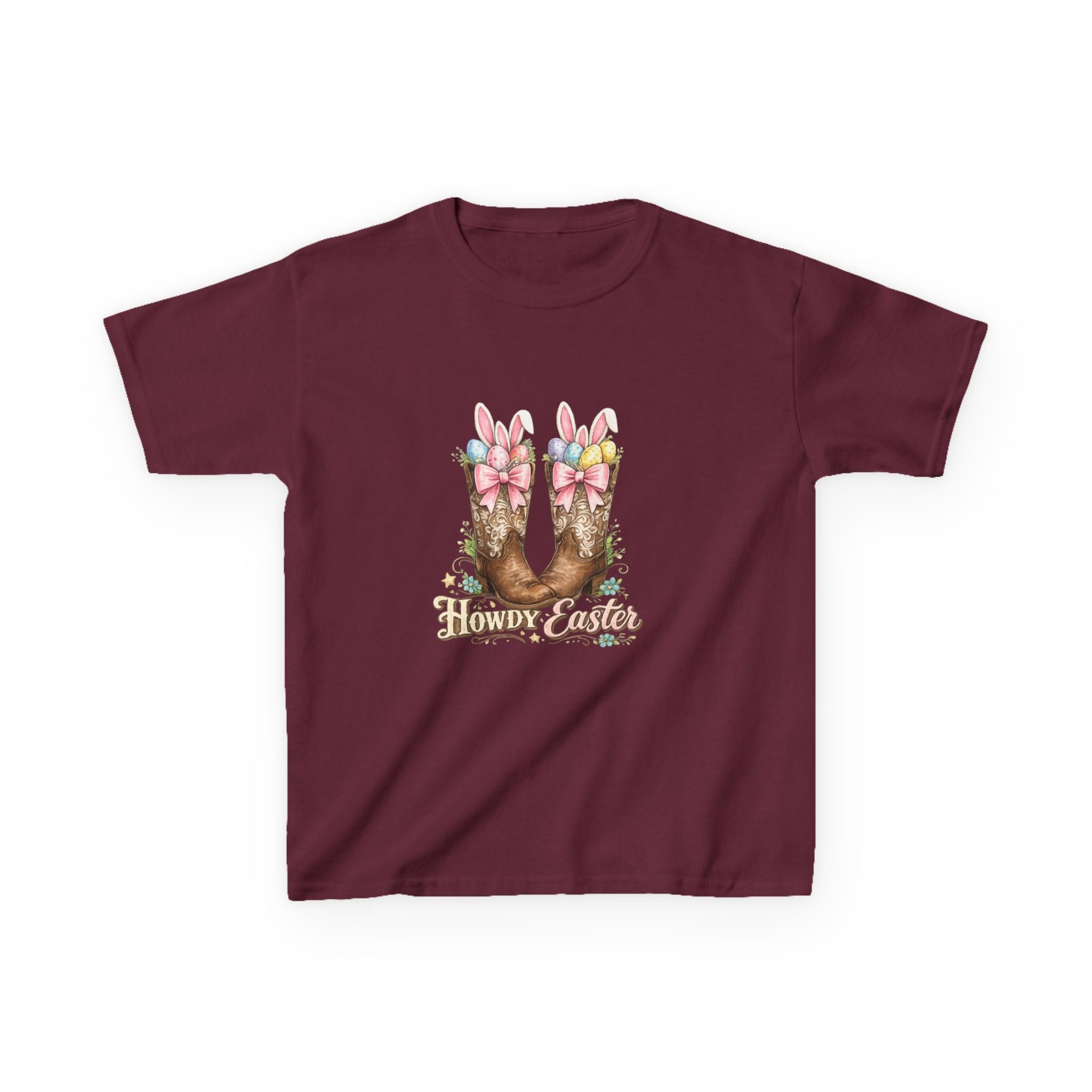 Kids Tee — Howdy Easter Horseshoe with Pastel Bows