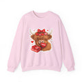 Valentine Highland Cow Sweatshirt – Cute XOXO Heart Gift Crewneck